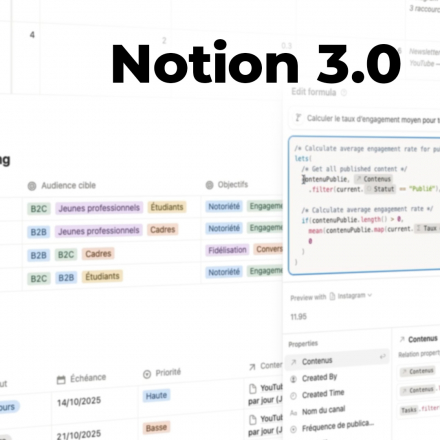 Apprendre Notion 3.0 : Les bases essentielles et l'usage des agents IA (image de couverture format carré)