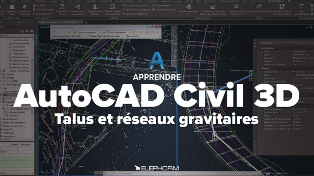 Apprendre Civil 3D  - Lignes caractéristiques - Talus et réseaux gravitaires